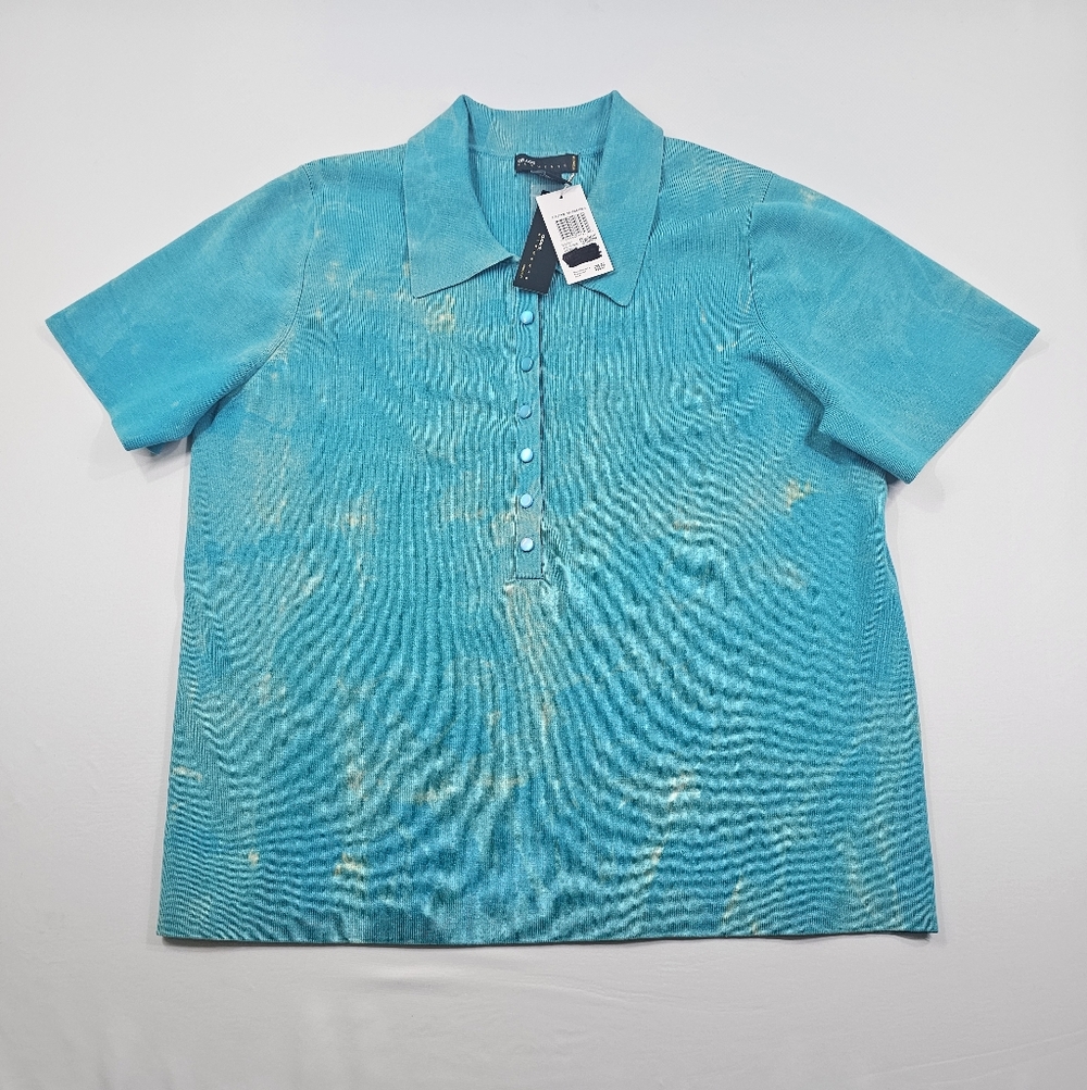 Grace Elements‎ Turquoise Tie-Dye Button Down Silk Shirt